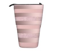 YXDVPALNE Elegante Raya Rosa ruborizada con Brillo Dorado Rosa,Estuche telescópico para lápices, Soporte para lápices con Cremallera.