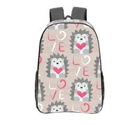 YXDVPALNE Erizo con corazón de amor,Mochila informal de 16 pulgadas, transparente, resistente al agua, para la escuela