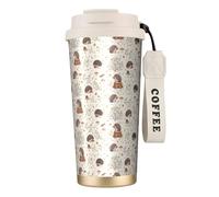 YXDVPALNE Erizo de pradera,Taza de café de acero inoxidable 316 con cordón, vaso térmico de viaje para coche, 500 ml