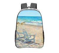 YXDVPALNE Escena de playa con sillas impresas,Mochila informal de 16 pulgadas, transparente, resistente al agua, para la escuela