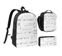 YXDVPALNE Escuela de Matemáticas y Geometría con Fórmulas Científicas en Pizarra,Mochila para estudiantes, bolsa de almuerzo y estuche de lápices (3 piezas)