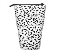 YXDVPALNE Estampado Animal Blanco y Negro de dálmata con Lunares,Estuche telescópico para lápices, Soporte para lápices con Cremallera.
