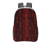 YXDVPALNE Estampado animal de leopardo rojo oscuro,Mochila informal de 16 pulgadas, transparente, resistente al agua, para la escuela