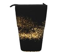 YXDVPALNE Estampado de Arena Negra Dorada,Estuche telescópico para lápices, Soporte para lápices con Cremallera.