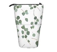 YXDVPALNE Eucalipto dólar de Plata Verde,Estuche telescópico para lápices, Soporte para lápices con Cremallera.