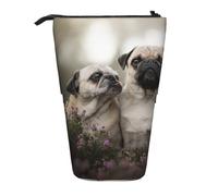 YXDVPALNE Familia de Perros Pug con Bokeh: Madre y Cachorros. Mascotas.,Estuche telescópico para lápices, Soporte para lápices con Cremallera.