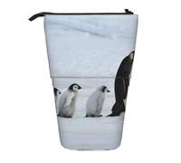 YXDVPALNE Familia de pingüinos,Estuche telescópico para lápices, Soporte para lápices con Cremallera.