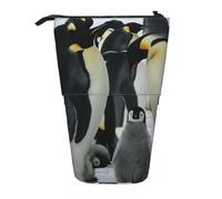 YXDVPALNE Familia de pingüinos,Estuche telescópico para lápices, Soporte para lápices con Cremallera.