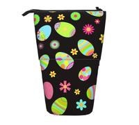 YXDVPALNE Felices Pascuas Huevos de Pascua Coloridos,Estuche telescópico para lápices, Soporte para lápices con Cremallera.