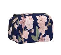 YXDVPALNE Flor de Cerezo Floral Sakura Azul Marino Estuche para lápices portátil con Doble Concha y Cremallera