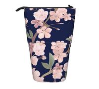 YXDVPALNE Flor de Cerezo Floral Sakura Azul Marino,Estuche telescópico para lápices, Soporte para lápices con Cremallera.