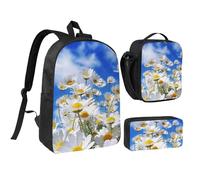 YXDVPALNE Flor de margarita fragante,Mochila para estudiantes, bolsa de almuerzo y estuche de lápices (3 piezas)