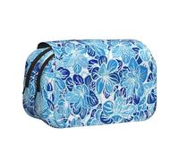 YXDVPALNE Flores abstractas Azules Estuche para lápices portátil con Doble Concha y Cremallera