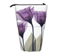 YXDVPALNE Flores de Esperanza de Color Lavanda púrpura,Estuche telescópico para lápices, Soporte para lápices con Cremallera.
