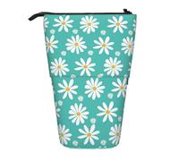 YXDVPALNE Flores de Margarita Blanca,Estuche telescópico para lápices, Soporte para lápices con Cremallera.