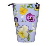 YXDVPALNE Flores de Pensamiento,Estuche telescópico para lápices, Soporte para lápices con Cremallera.