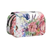 YXDVPALNE Flores de Rosas de Caballo en Acuarela Estuche para lápices portátil con Doble Concha y Cremallera