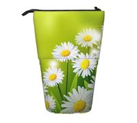 YXDVPALNE Flores Florales Margaritas,Estuche telescópico para lápices, Soporte para lápices con Cremallera.