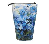 YXDVPALNE Flores no me Olvides en Acuarela,Estuche telescópico para lápices, Soporte para lápices con Cremallera.