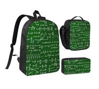YXDVPALNE Fórmulas de ecuaciones matemáticas,Mochila para estudiantes, bolsa de almuerzo y estuche de lápices (3 piezas)