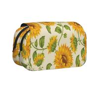 YXDVPALNE Girasol Dibujado Estuche para lápices portátil con Doble Concha y Cremallera