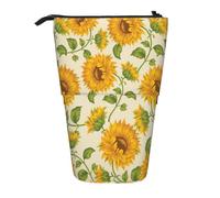 YXDVPALNE Girasol Dibujado,Estuche telescópico para lápices, Soporte para lápices con Cremallera.