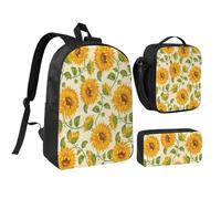 YXDVPALNE Girasol dibujado,Mochila para estudiantes, bolsa de almuerzo y estuche de lápices (3 piezas)