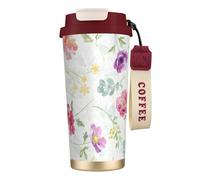 YXDVPALNE Hermosa primavera fresca floral,Taza de café de acero inoxidable 316 con cordón, vaso térmico de viaje para coche, 500 ml