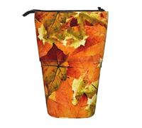 YXDVPALNE Hermosas Hojas de otoño,Estuche telescópico para lápices, Soporte para lápices con Cremallera.