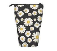 YXDVPALNE Hermosas Margaritas Blancas,Estuche telescópico para lápices, Soporte para lápices con Cremallera.