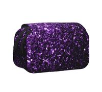 YXDVPALNE Hermoso Brillo Morado Estuche para lápices portátil con Doble Concha y Cremallera