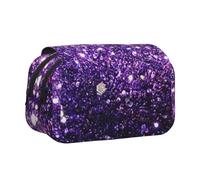 YXDVPALNE Hermoso Brillo Morado Estuche para lápices portátil con Doble Concha y Cremallera