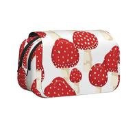 YXDVPALNE Hongos Rojos amanita muscaria Estuche para lápices portátil con Doble Concha y Cremallera