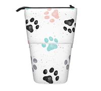 YXDVPALNE Huellas de Patas de Perro,Estuche telescópico para lápices, Soporte para lápices con Cremallera.