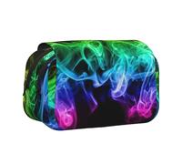 YXDVPALNE Humo Colorido Abstracto Negro Estuche para lápices portátil con Doble Concha y Cremallera