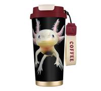 YXDVPALNE Impresión de ajolote,Taza de café de acero inoxidable 316 con cordón, vaso térmico de viaje para coche, 500 ml