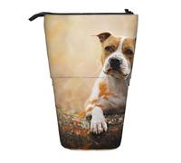 YXDVPALNE Impresión del American Staffordshire Terrier,Estuche telescópico para lápices, Soporte para lápices con Cremallera.