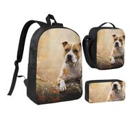 YXDVPALNE Impresión del American Staffordshire Terrier,Mochila para estudiantes, bolsa de almuerzo y estuche de lápices (3 piezas)