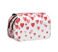 YXDVPALNE Imprimir Corazones Rojos cayendo Estuche para lápices portátil con Doble Concha y Cremallera