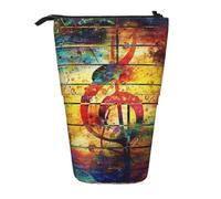 YXDVPALNE Imprimir Nota Musical de Madera Colorida,Estuche telescópico para lápices, Soporte para lápices con Cremallera.