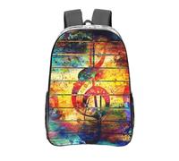 YXDVPALNE Imprimir nota musical de madera de colores,Mochila informal de 16 pulgadas, transparente, resistente al agua, para la escuela