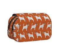 YXDVPALNE Jack Russell Terriers Naranja Lindo Perro Jack Russell Estuche para lápices portátil con Doble Concha y Cremallera