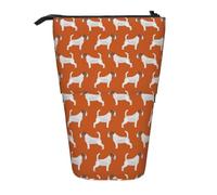 YXDVPALNE Jack Russell Terriers Naranja Lindo Perro Jack Russell,Estuche telescópico para lápices, Soporte para lápices con Cremallera.