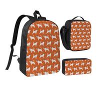 YXDVPALNE Jack Russell Terriers Naranja Lindo Perro Jack Russell,Mochila para estudiantes, bolsa de almuerzo y estuche de lápices (3 piezas)