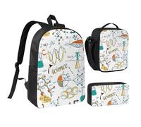 YXDVPALNE Laboratorio de Ciencias Educación Biología Química,Mochila para estudiantes, bolsa de almuerzo y estuche de lápices (3 piezas)