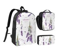 YXDVPALNE Lavandas en la Provenza colorida y vintage,Mochila para estudiantes, bolsa de almuerzo y estuche de lápices (3 piezas)