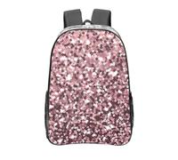YXDVPALNE Lentejuelas de oro rosa sobre fondo rosa abstracto,Mochila informal de 16 pulgadas, transparente, resistente al agua, para la escuela