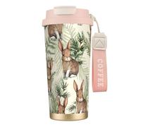 YXDVPALNE Liebre detrás de la hoja,Taza de café de acero inoxidable 316 con cordón, vaso térmico de viaje para coche, 500 ml