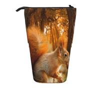 YXDVPALNE Linda Ardilla Comiendo nueces,Estuche telescópico para lápices, Soporte para lápices con Cremallera.