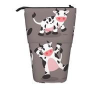 YXDVPALNE Linda Vaca de Dibujos Animados Impresa,Estuche telescópico para lápices, Soporte para lápices con Cremallera.